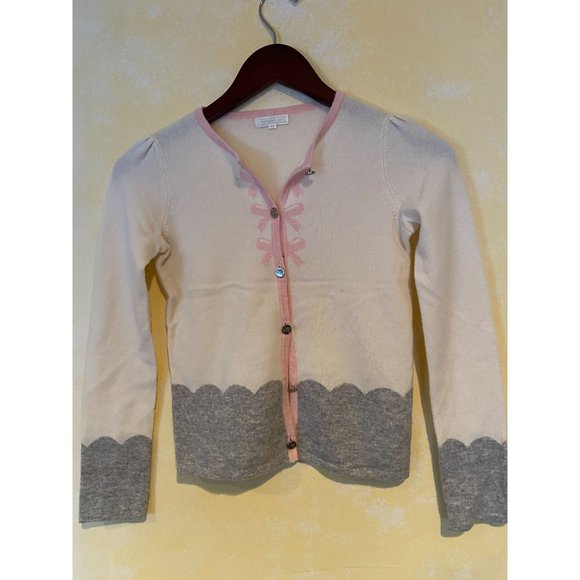 Girls Size 12Y Nicholas & Bears Pink Bows 100% Cashmere Cardigan Sweater - Picture 1 of 4